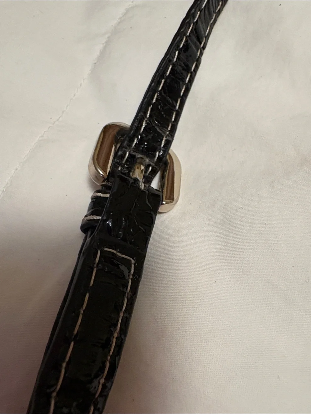 VTG Guess Monogram Small Crossbody Bag in Black and Cream with Silver Buckle